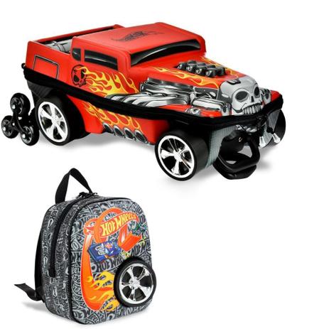 Kit Mochila Infantil Hot Wheels 3D 3 Rodinhas e Lancheira Bone Shaker  Vermelho - Maxtoy - Kit Mochila Infantil - Magazine Luiza