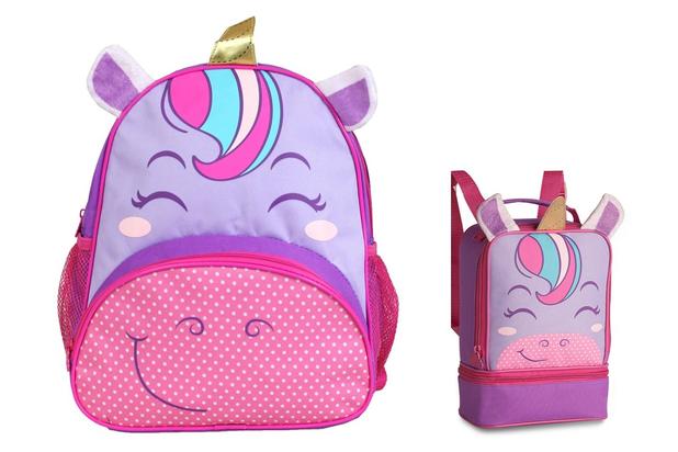Kit Mochila Infantil + Lancheira Animais Pets Unicórnio Roxo - Clio pets Menor preço em Kit Mochila Infantil + Lancheira Animais Pets Unicórnio Roxo - Clio pets