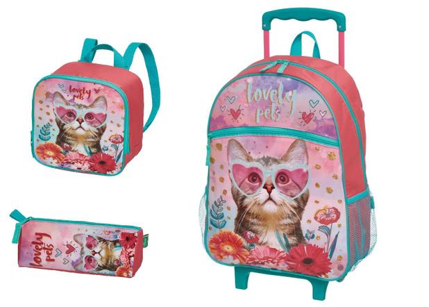Kit Mochila Infantil Lovely Pets de Carrinho G Pacific Menor preço em Kit Mochila Infantil Lovely Pets de Carrinho G Pacific