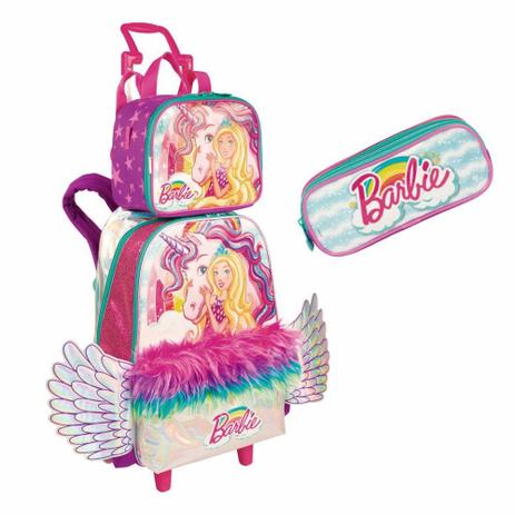 Kit Mochila Infantil Rodinhas C/Lancheira e Estojo Triplo Barbie Dreamtopia Sestini Menor preço em Kit Mochila Infantil Rodinhas C/Lancheira e Estojo Triplo Barbie Dreamtopia Sestini