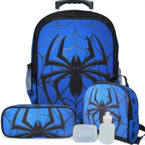 Kit Mochila Infantil Super Spider Rodinhas Tam G - School Bags Menor preço em Kit Mochila Infantil Super Spider Rodinhas Tam G - School Bags
