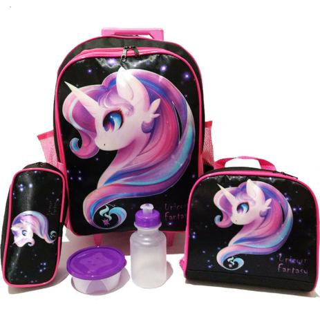 Kit Mochila Infantil Unicórnio Fantasy Rodinhas 2019 - School bags Menor preço em Kit Mochila Infantil Unicórnio Fantasy Rodinhas 2019 - School bags