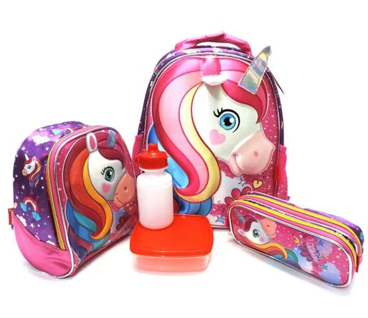 Kit Mochila Infantil Unicornio Meninas 3d Costas Tam M Rosa - Gosuper é boa?