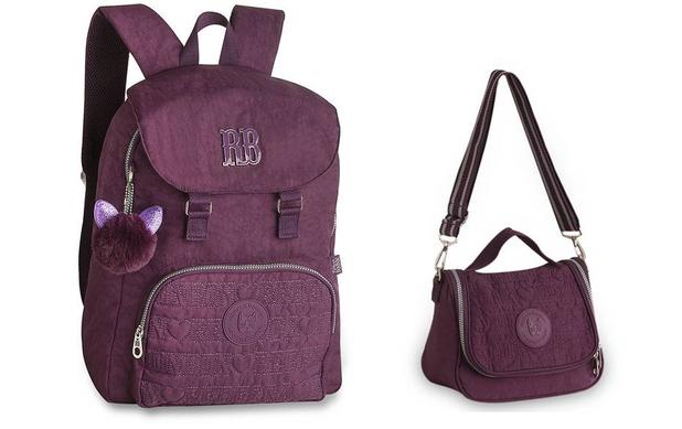 Kit Mochila Juvenil + Lancheira Rebecca Bonbon Rb9131 Roxo Menor preço em Kit Mochila Juvenil + Lancheira Rebecca Bonbon Rb9131 Roxo