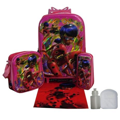Kit Mochila Ladybug Feminina Infantil Rodinhas Escolar Aulas - Outras marcas Menor preço em Kit Mochila Ladybug Feminina Infantil Rodinhas Escolar Aulas - Outras marcas