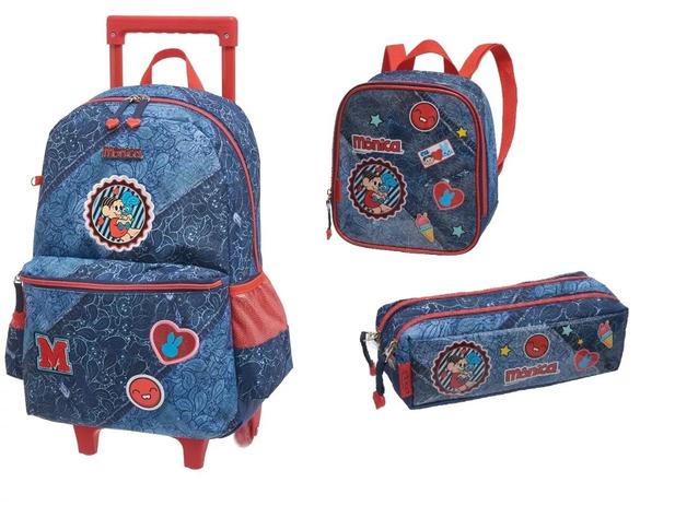 Kit Mochila Monica Sansão Jeans Rodinhas Tam G Pacific 2019 Menor preço em Kit Mochila Monica Sansão Jeans Rodinhas Tam G Pacific 2019