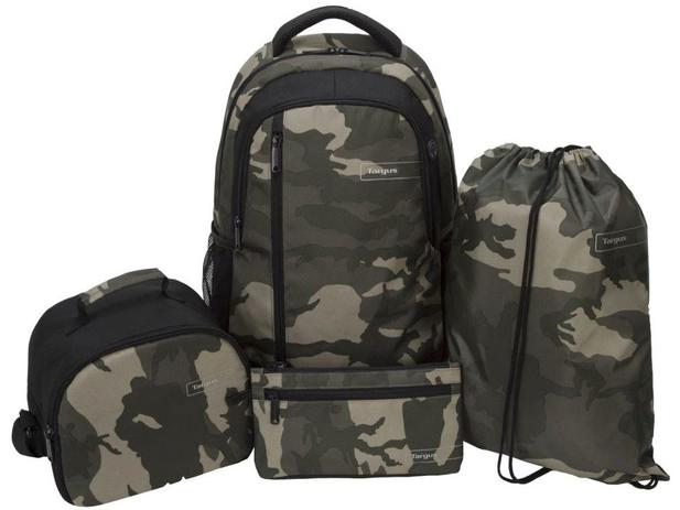 Kit Mochila para Notebook até 15,6” Targus Camo - BUS89105 Verde Camuflada 4 Peças