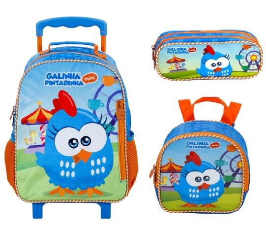 Kit Mochila Rodinha Galinha Pintadinha mini Lancheira Estojo - Xeryus Menor preço em Kit Mochila Rodinha Galinha Pintadinha mini Lancheira Estojo - Xeryus