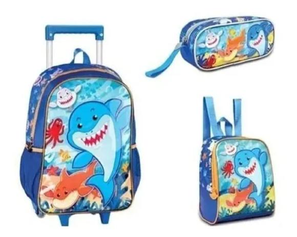 KIT Mochila Rodinha Lancheira Estojo Tubarão Shark - Clio é boa?
