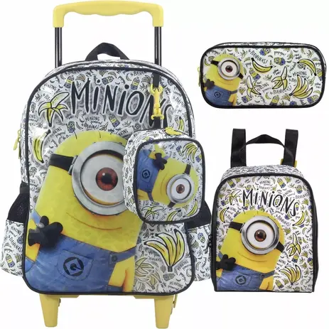 Kit Mochila Rodinhas Minions Bananas G Lancheira Estojo 6890 - Xeryus Menor preço em Kit Mochila Rodinhas Minions Bananas G Lancheira Estojo 6890 - Xeryus