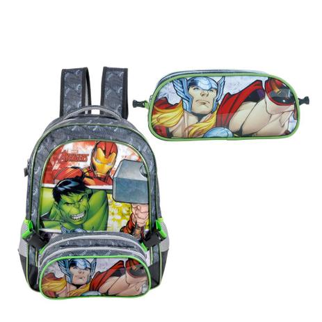 Kit Mochila Tamanho 16 + Estojo Duplo Avengers Might - Xeryus Menor preço em Kit Mochila Tamanho 16 + Estojo Duplo Avengers Might - Xeryus