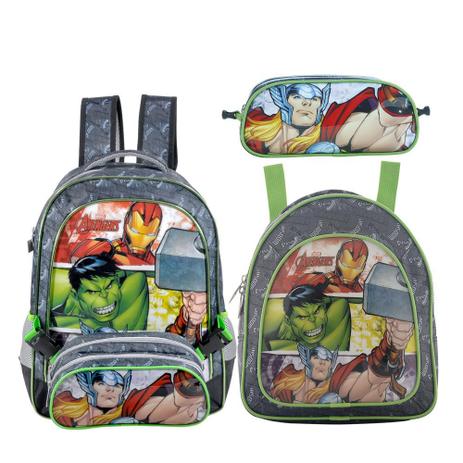 Kit Mochila Tamanho 16 + Lancheira + Estojo Avengers Might - Xeryus Menor preço em Kit Mochila Tamanho 16 + Lancheira + Estojo Avengers Might - Xeryus