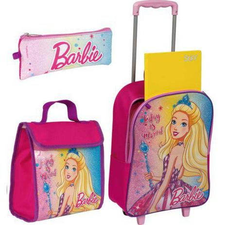 Kit Mochilete Barbie G + Estojo+Lancheira - ROSA - Sestini Menor preço em Kit Mochilete Barbie G + Estojo+Lancheira - ROSA - Sestini