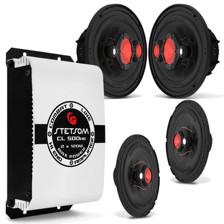 Kit Módulo Amplificador Stetsom CL500HE 120W RMS 2 Canais 2 Ohms + Kit Fácil Bomber 240W RMS - Prime Menor preço em Kit Módulo Amplificador Stetsom CL500HE 120W RMS 2 Canais 2 Ohms + Kit Fácil Bomber 240W RMS - Prime