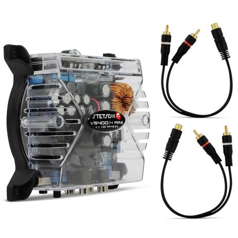 Kit Módulo Amplificador Stetsom VS 400.4 Mini 400W RMS 2 Ohms + 2 Cabos Y RCA 4MM - Prime Menor preço em Kit Módulo Amplificador Stetsom VS 400.4 Mini 400W RMS 2 Ohms + 2 Cabos Y RCA 4MM - Prime