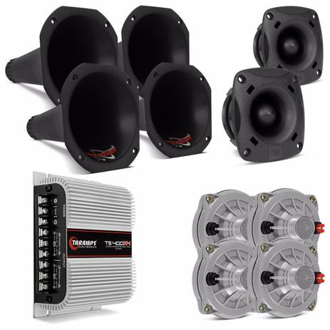 Kit Módulo Amplificador Taramps 400W + 4 Driver JBL 400W Corneta Média + 2 Tweeter 140W - Prime Menor preço em Kit Módulo Amplificador Taramps 400W + 4 Driver JBL 400W Corneta Média + 2 Tweeter 140W - Prime
