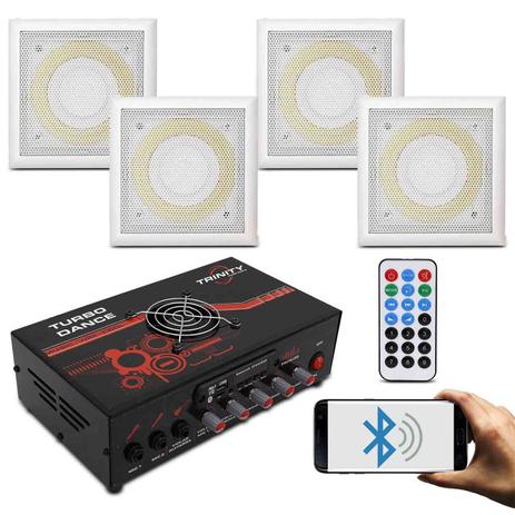 Kit Módulo Amplificador Trinity 300W RMS Bluetooth + 4 Arandelas Quadradas Alto Falante 3” Branco - Prime Menor preço em Kit Módulo Amplificador Trinity 300W RMS Bluetooth + 4 Arandelas Quadradas Alto Falante 3” Branco - Prime