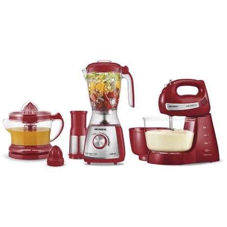 Kit Mondial Gourmet Premium Inox Vermelho KT-74 110V Menor preço em Kit Mondial Gourmet Premium Inox Vermelho KT-74 110V