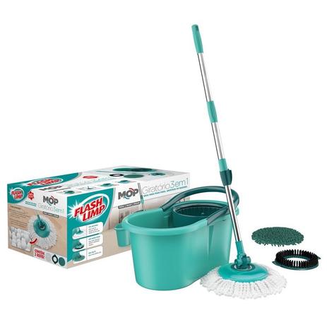 Kit Mop Giratório 3 em 1 Flash Limp - Euro Menor preço em Kit Mop Giratório 3 em 1 Flash Limp - Euro