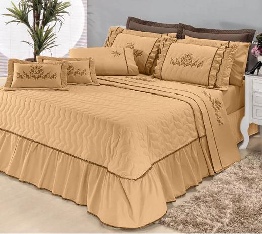 Kit Mosaico Casal King 5 Peças: 01 Cobre Leito Casal King 3,00m X 2,80m, 02 Porta Travesseiros 70cm X 50cm, 02 Capas De - Meu lar enxovais é boa?