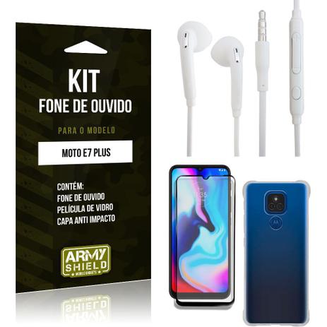 Kit Moto E7 Plus Fone de Ouvido + Capa Anti Impacto + Película Vidro 3D -  Armyshield - Kit Capinha e Película para Celular - Magazine Luiza