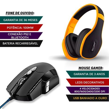 Kit Mouse Warrior Game 6 Botoes + Fone Bluetooth Amarelo - Multilaser Menor preço em Kit Mouse Warrior Game 6 Botoes + Fone Bluetooth Amarelo - Multilaser