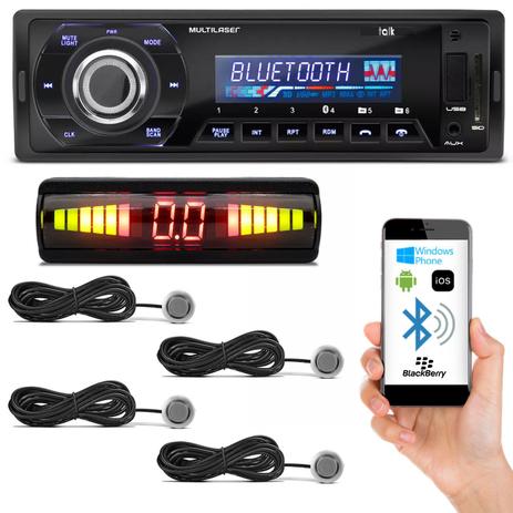 Kit MP3 Player Automotivo Multilaser Talk P3214 Bluetooth USB SD + Sensor de Estacionamento Prata - Prime Menor preço em Kit MP3 Player Automotivo Multilaser Talk P3214 Bluetooth USB SD + Sensor de Estacionamento Prata - Prime