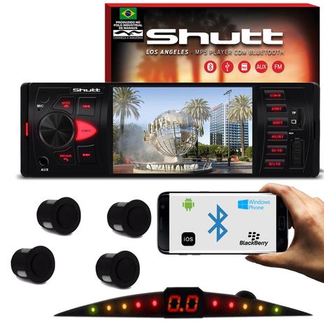 Kit MP5 Player Shutt Los Angeles 1 Din 4 Pol Bluetooth USB MP3 MP4 + Sensor Ré Led 4P Preto Fosco - Prime Menor preço em Kit MP5 Player Shutt Los Angeles 1 Din 4 Pol Bluetooth USB MP3 MP4 + Sensor Ré Led 4P Preto Fosco - Prime