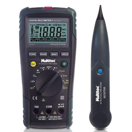 Kit Multímetro Digital Pro com Display Iluminado TX 3000 - Multitoc Menor preço em Kit Multímetro Digital Pro com Display Iluminado TX 3000 - Multitoc