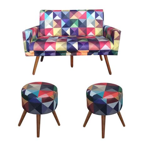 Kit Namoradeira Gran Estela com 2 Puff Milão Triângulos - Casa chick é boa?