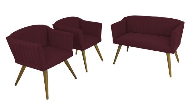 Kit Namoradeira Sofá + 02 Poltrona Cadeira Decorativa Para Sala Quarto Decoração Amanda - Sued Marsala - Di menezes decor é boa?