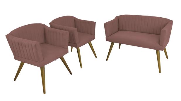 Kit Namoradeira Sofá + 02 Poltrona Cadeira Decorativa Para Sala Quarto Decoração Amanda - Sued Rosê - Nanda decora é boa?