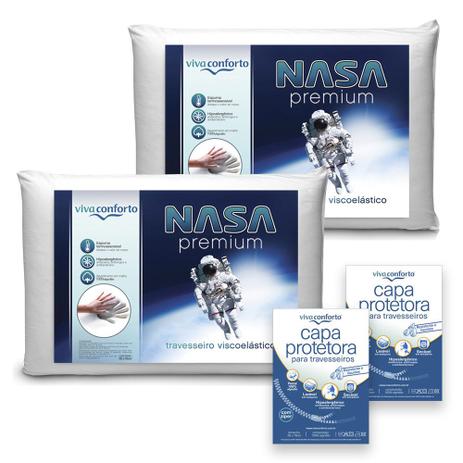 Kit Nasa Viva Conforto - 2 Travesseiros Altura 10cm + 2 Capas Protetoras Menor preço em Kit Nasa Viva Conforto - 2 Travesseiros Altura 10cm + 2 Capas Protetoras