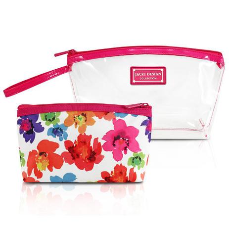 Kit Necessaire Aquarela - 2 peças - Jacki Design Rosa Menor preço em Kit Necessaire Aquarela - 2 peças - Jacki Design Rosa