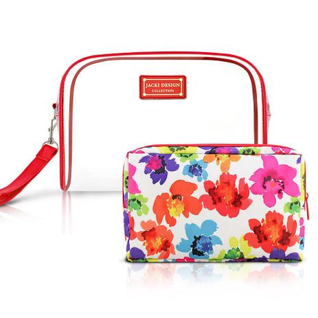 Kit Necessaire Aquarela Grande - 2 peças - Jacki Design Vermelho Menor preço em Kit Necessaire Aquarela Grande - 2 peças - Jacki Design Vermelho