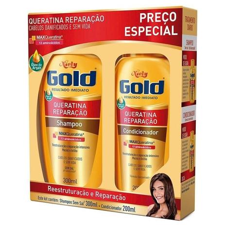 Kit Niely Gold Shampoo+Condicionador Reparação Intensiva - Niely do brasil Menor preço em Kit Niely Gold Shampoo+Condicionador Reparação Intensiva - Niely do brasil