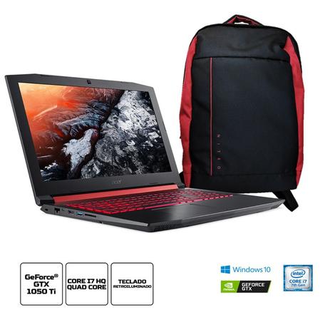 Kit:Notebook Gamer Acer Nitro 5 AN515-51-78D6 Core i7 16GB 1TB 15.6” GTX 1050Ti Win10+Mochila Nitro Menor preço em Kit:Notebook Gamer Acer Nitro 5 AN515-51-78D6 Core i7 16GB 1TB 15.6” GTX 1050Ti Win10+Mochila Nitro