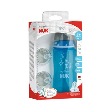 Kit nuk my first - 1 mamadeira 300ml + 2 bicos boy 6+ meses Menor preço em Kit nuk my first - 1 mamadeira 300ml + 2 bicos boy 6+ meses