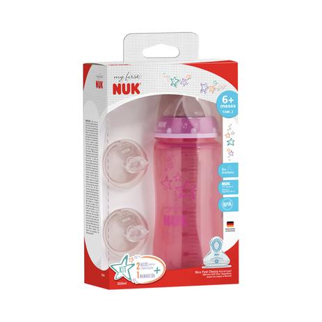 Kit nuk my first - 1 mamadeira 300ml + 2 bicos girl 6+ meses é boa?