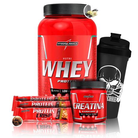 Kit Nutri Whey 907g + Creatina + 3x Protein Crisp + Shaker - IntegralMedica Menor preço em Kit Nutri Whey 907g + Creatina + 3x Protein Crisp + Shaker - IntegralMedica