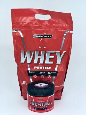 Kit Nutri Whey Morango 900G + Creatina 150G Integral Medica Menor preço em Kit Nutri Whey Morango 900G + Creatina 150G Integral Medica