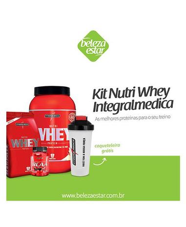 Kit Nutri Whey Pote Baunilha + Nutri Whey Saco Baunilh 907g + Bcaa 2400 100 Cápsulas + Coqueteleira - Integralmédica Menor preço em Kit Nutri Whey Pote Baunilha + Nutri Whey Saco Baunilh 907g + Bcaa 2400 100 Cápsulas + Coqueteleira - Integralmédica