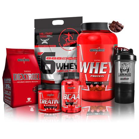 Kit Nutri Whey + War 6 + Dextrozz + Bcaa + Creatina + Coq - Integralmedica Menor preço em Kit Nutri Whey + War 6 + Dextrozz + Bcaa + Creatina + Coq - Integralmedica