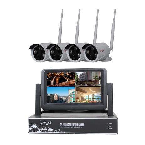 Kit NVR 4 Canais Wireless Wi-Fi Wifi Com Tela de 7” + 4 Câmeras IP Wi-Fi HD 720p - KP-CA131 - Ípega Menor preço em Kit NVR 4 Canais Wireless Wi-Fi Wifi Com Tela de 7” + 4 Câmeras IP Wi-Fi HD 720p - KP-CA131 - Ípega