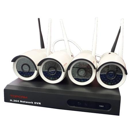 Kit NVR Top Cam com 4 câmeras WIFI sem fio HD 720p 20mts SL- K11M100 Menor preço em Kit NVR Top Cam com 4 câmeras WIFI sem fio HD 720p 20mts SL- K11M100