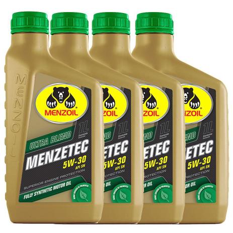 Kit Óleo para Motor Sintético Menzoil Menzetec SAE 5W30 API SN Fully 4 Litros - Menzelub Menor preço em Kit Óleo para Motor Sintético Menzoil Menzetec SAE 5W30 API SN Fully 4 Litros - Menzelub