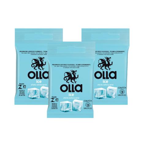 Kit Olla Preservativo Ice 3uni. Com 3 Packs Menor preço em Kit Olla Preservativo Ice 3uni. Com 3 Packs