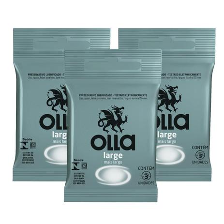 Kit Olla Preservativo Large 3uni. Com 3 Packs Menor preço em Kit Olla Preservativo Large 3uni. Com 3 Packs