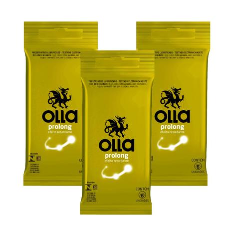 Kit Olla Preservativo Prolong 6uni. Com 3 Packs Menor preço em Kit Olla Preservativo Prolong 6uni. Com 3 Packs