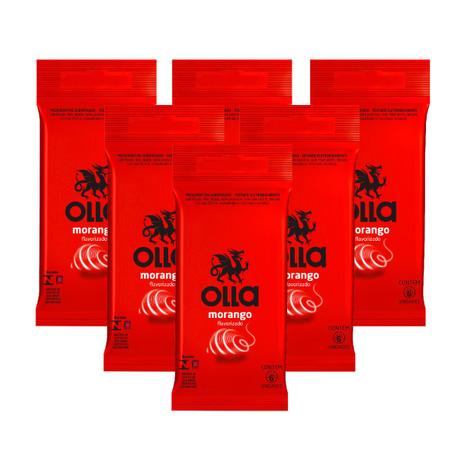 Kit Olla Preservativo Sabor Morango 6uni. Com 6 Packs Menor preço em Kit Olla Preservativo Sabor Morango 6uni. Com 6 Packs
